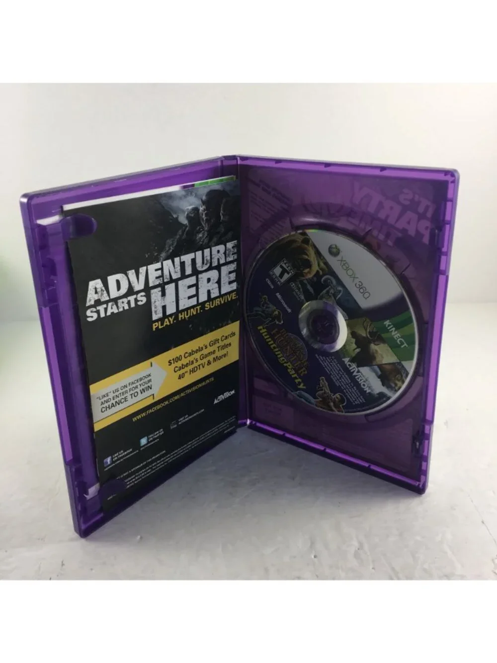 MICROSOFT XBOX 360 KINECT CABELA'S BIG GAME HUNTER HUNTING PARTY MANUAL INCLUDED